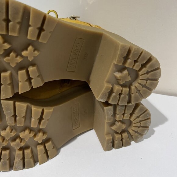 VTG Y2K Nine West Lace-Up Lug Sole Combat Boots Size 11M Beige Chunky Retro - Picture 12 of 12